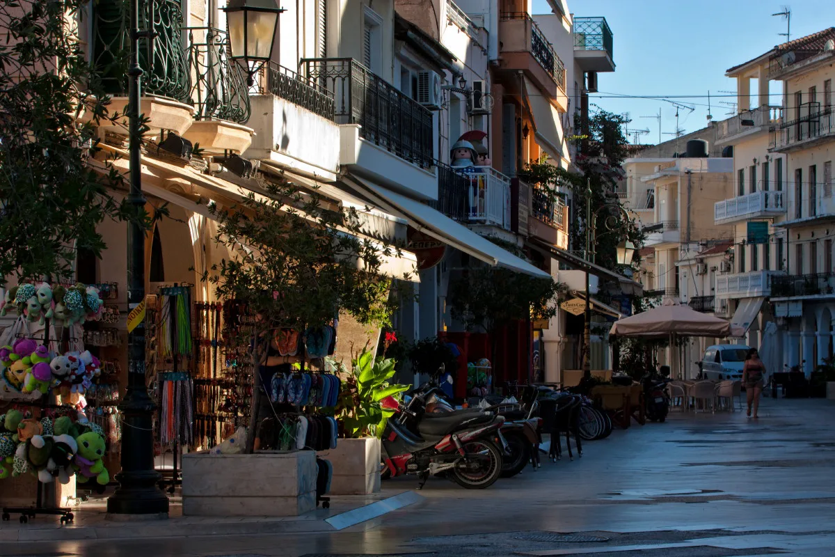 The neon-lit Laganas strip nightlife scene in Zakynthos, Greece — 1